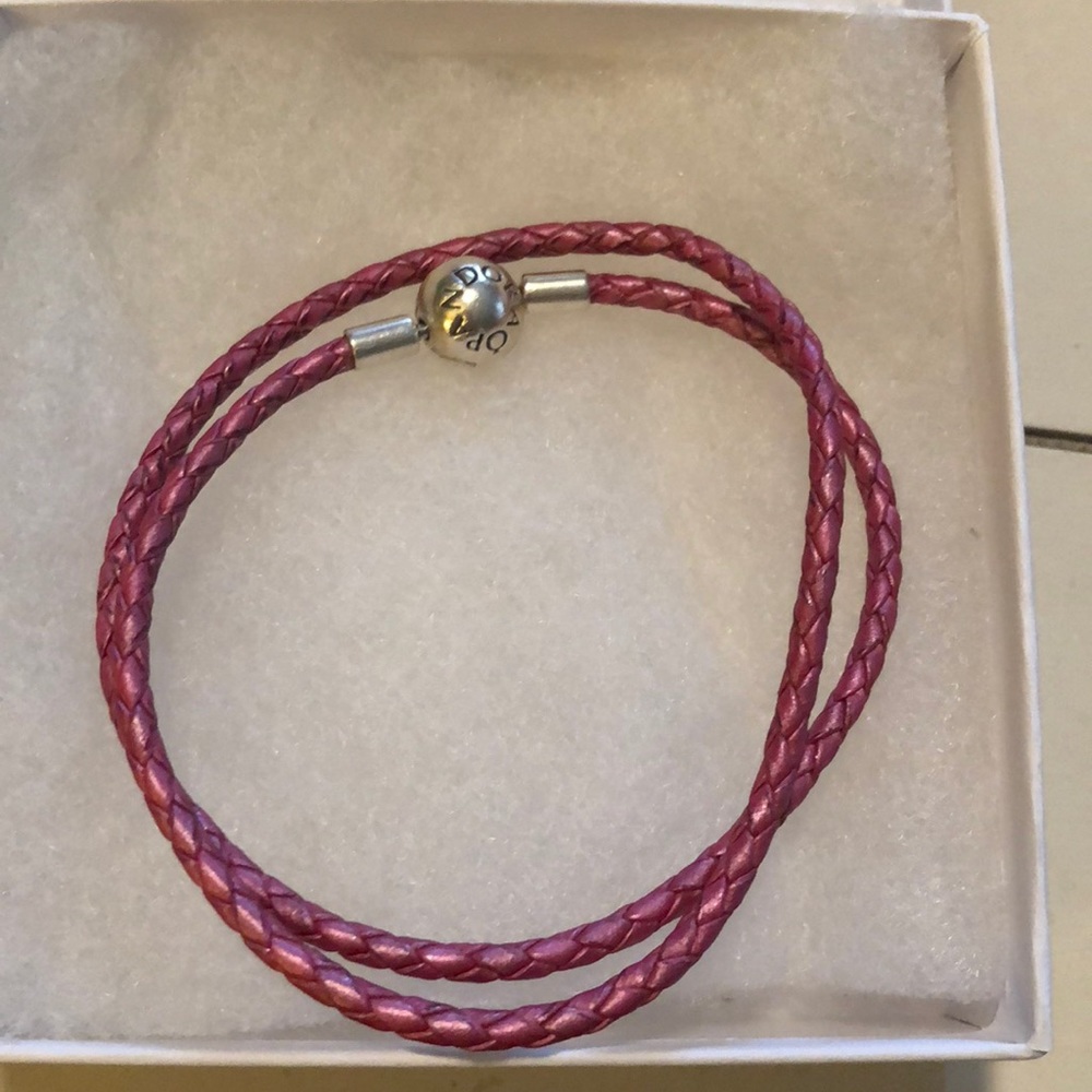 Pandora pink double braid leather bracelet